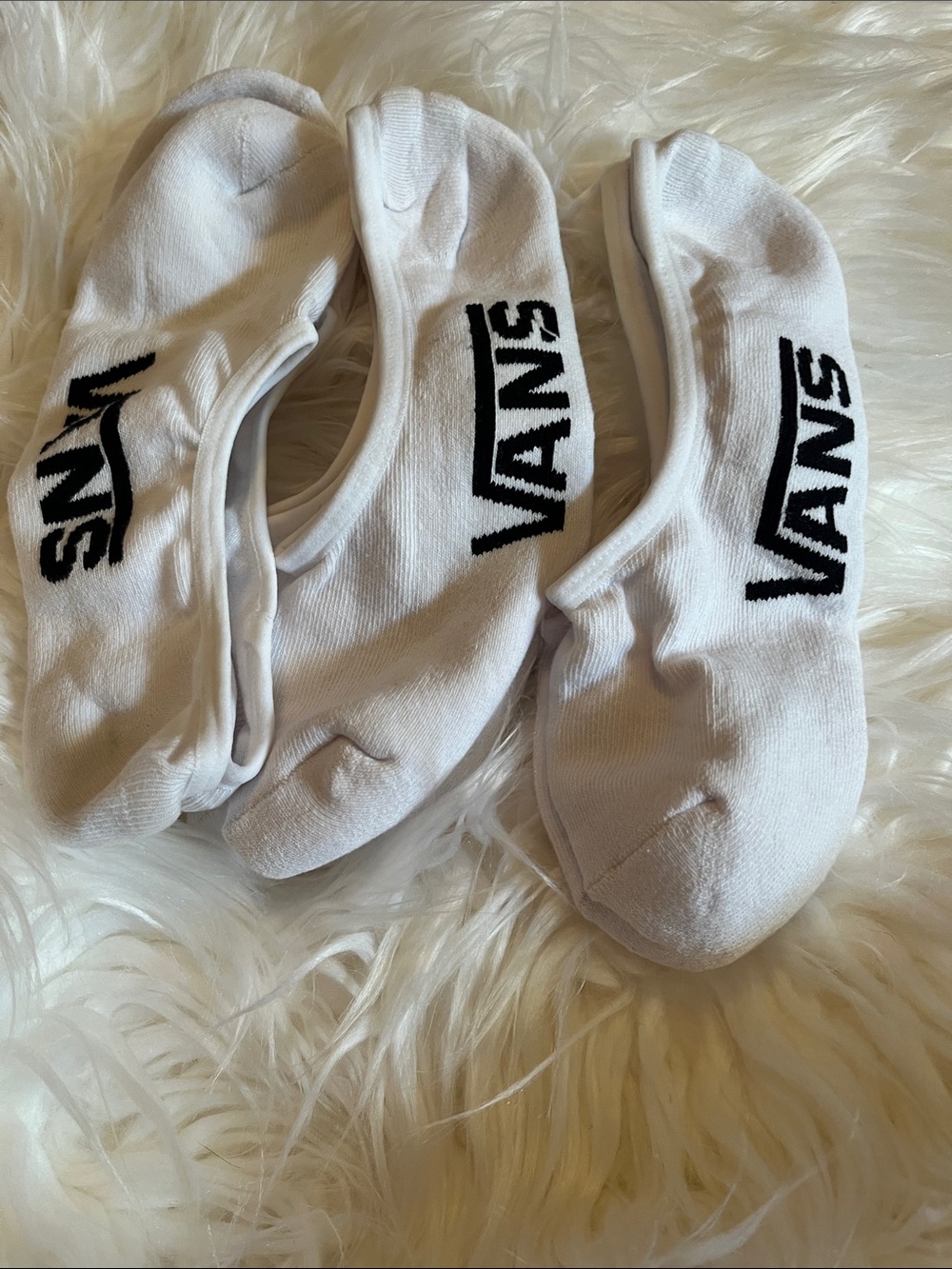 Vans White Low-Cut No-Show Sock Trio with Black Logo3pack